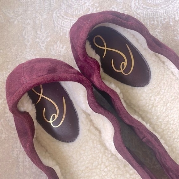 Brand New SAM EDELMAN Felicia Genuine Suede Bow Ballet Flats Burgundy Loafers - Picture 5 of 16